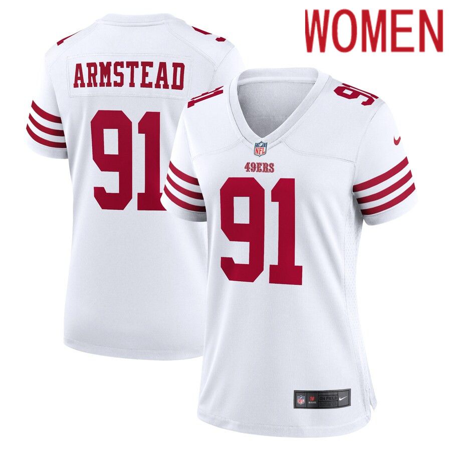 Women San Francisco 49ers 91 Arik Armstead Nike White Player Game NFL Jersey